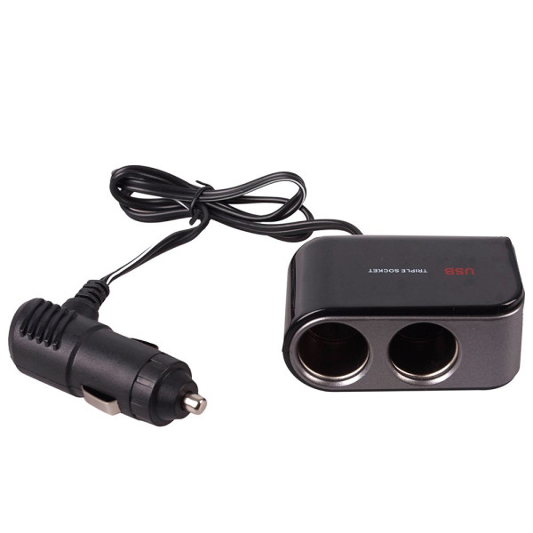 Автомобільний розгалужувач прикурювача VOIN 2 виходу 2 USB 2100mA 12/24V (SC-2069)