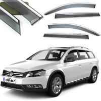 Дефлекторы окон ветровики Benke для Volkswagen Passat B6 / B7 Variant 2005- Хром Молдинг Из Нержавеющей Стали 3D