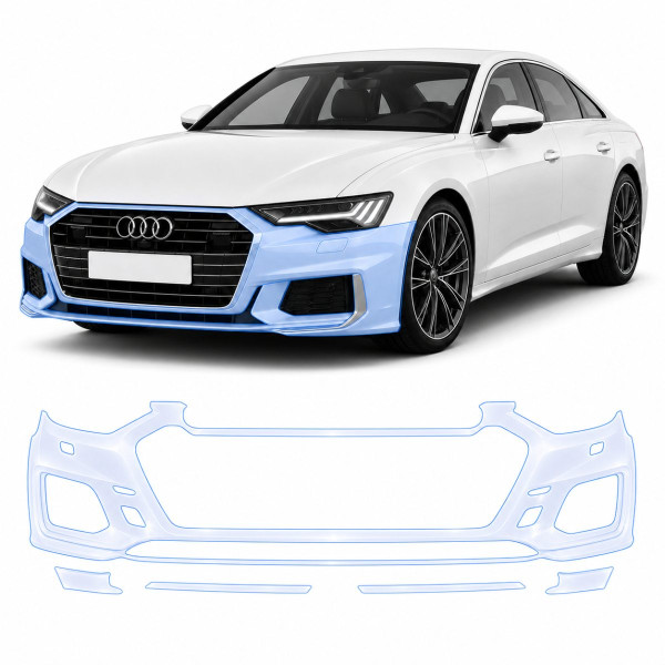 Антигравійна захисна бронеплівка за лекалами для Audi A7 C8 facelift 2023-2025 - передній бампер