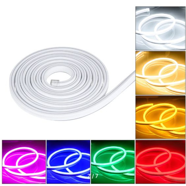 LED Стрічка гнучка силикон 12v 15 см Білий Неон (бічне свічення 12 мм 6 мм)
