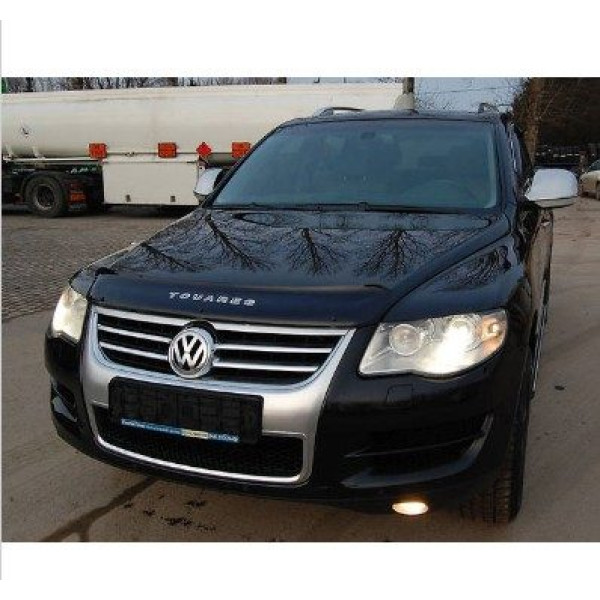 Дефлектор капота мухобойка Volkswagen Touareg 2003-2010 Длинная Евро Крепление (Vip Tuning)