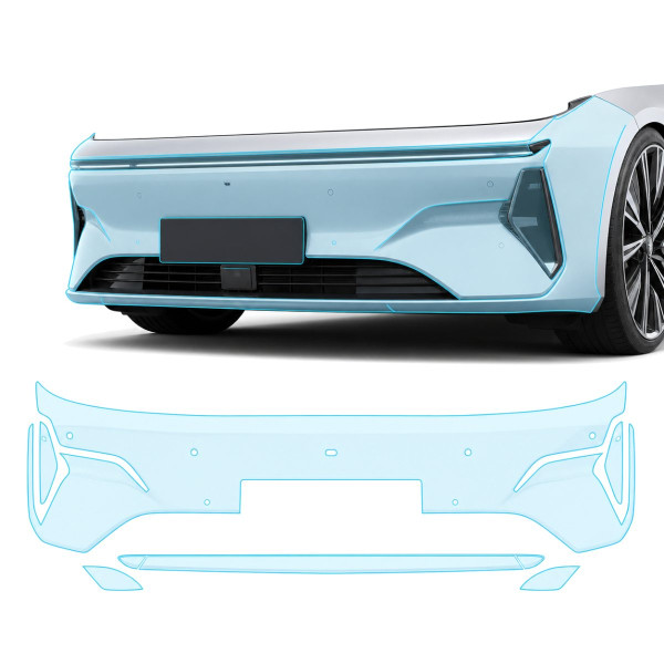 Антигравийная защитная бронепленка по лекалам для Geely Galaxy E8 I 2023- передний бампер