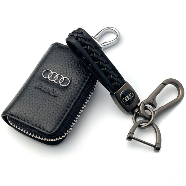 Подарунковий набір №4 для Audi / Брелок з карабіном / Чохол тиснений шкіра