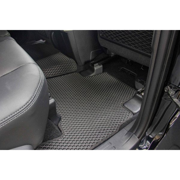 Килимки в салон EVA для Toyota Prado 150 2010-2021 (Металевий підп'ятник) Чорні-Коричневий кант 5 шт