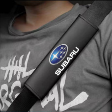 Накладка на ремень безопасности Modena Subaru S 350 мм Цветной 3D Логотип Экокожа Чернаая 1 шт