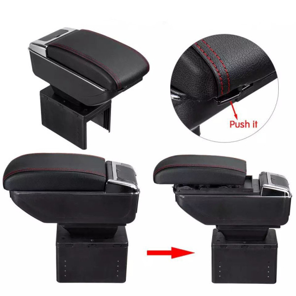 Підлокітник Універсальний Milex 135x320x150 см 7 USB Чорний - Червона нитка