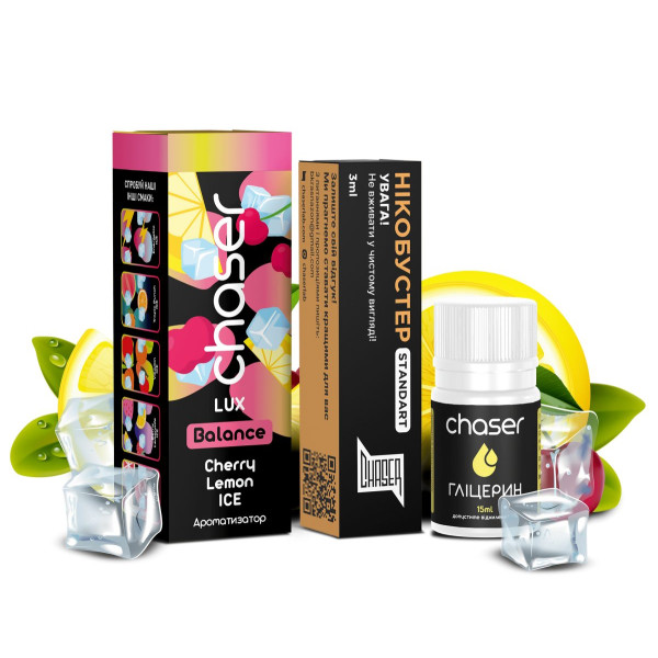 Рідина Chaser Самозаміс Balance Lux Cherry Lemon Ice (limited) Гліцерин 12мол Премікс 15мол Бустер 3мол