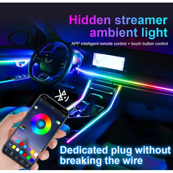 LED Підсвічування Салон неоновий RGB Ambient light 12V Bluetooth (Набір 18 в 1)