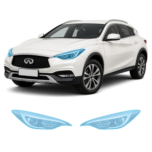 Антигравийная защитная бронепленка по лекалам для Infiniti QX30 H15 2016-2019 - оптика (фары и ПТФ)