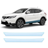 Антигравийная защитная бронепленка по лекалам для Nissan Qashqai J11 2014-2017 - нижняя зона кузова пороги