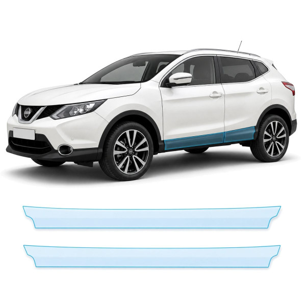 Антигравийная защитная бронепленка по лекалам для Nissan Qashqai J11 2014-2017 - нижняя зона кузова пороги