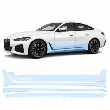 Антигравийная защитная бронепленка по лекалам для BMW i4 G26 2021- нижняя зона кузова пороги