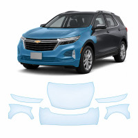 Антигравийная защитная бронепленка по лекалам для Chevrolet Equinox IV 2021- передняя часть авто (капот бампер фары крылья)