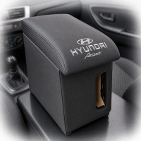Подлокотник модельный Hyundai Accent 2006-2010 с логотипом Серый