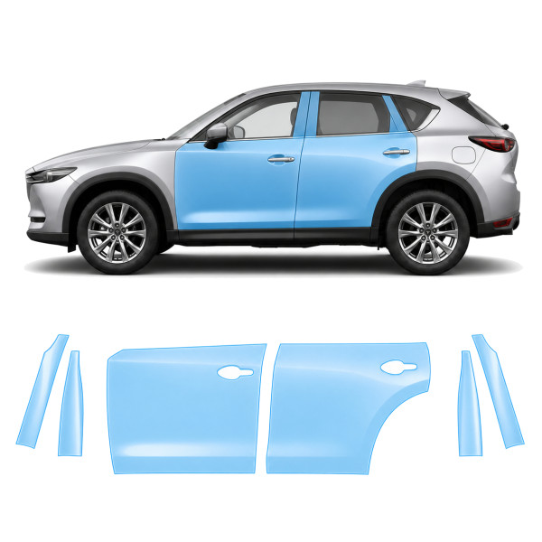 Антигравійна захисна бронеплівка за лекалами для Mazda CX-5 KF 2017-2022 - зони дверей і стійки вікон