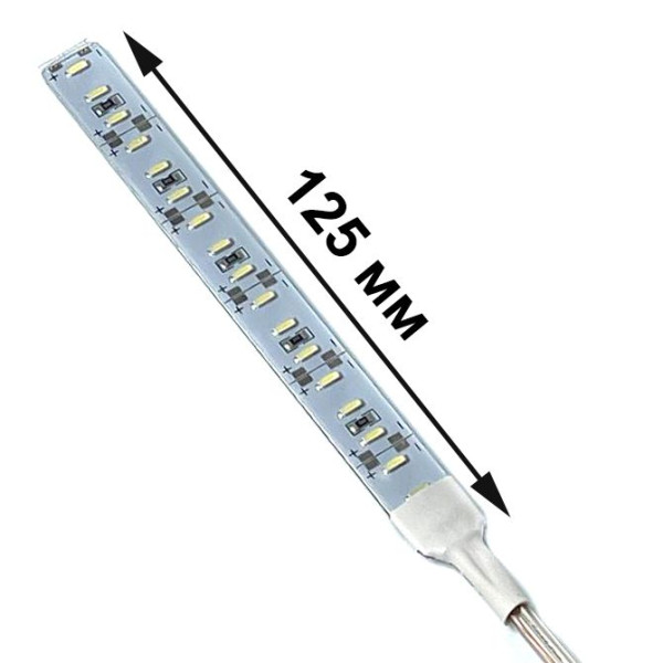 Стрічка діодна алюміній 12V - 12,5 см - 2А 18LED - в силіконі ефект суцільної стрічки Біле світло (4014)