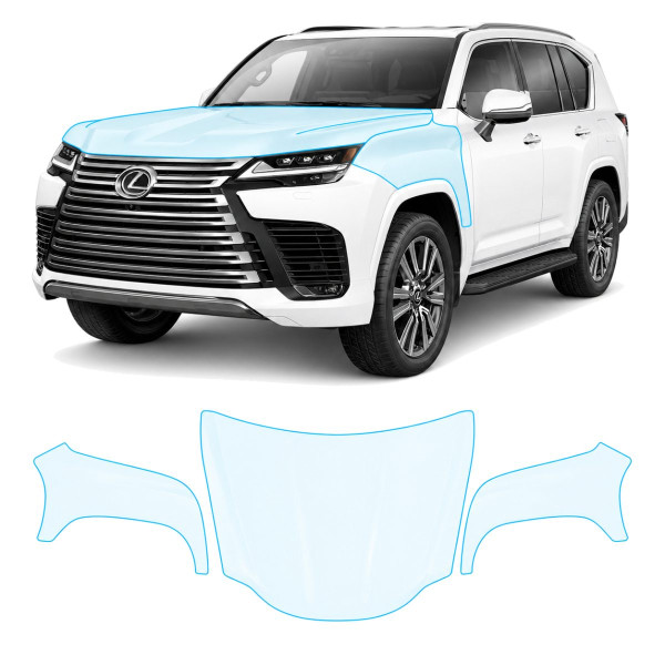Антигравійна захисна бронеплівка за лекалами для Lexus LX J300 2021- капот і передні крила