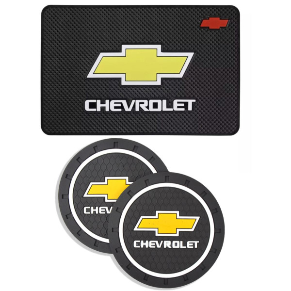 Набор Антискользящих ковриков для торпеды и подстаканника Chevrolet 3 шт