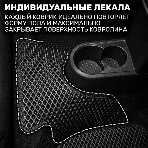 5D EVA Коврики в салон для Volkswagen Passat B6 2005-2010 С Бортиками Подпятник Черные-Синий кант 5 шт