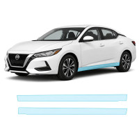 Антигравийная защитная бронепленка по лекалам для Nissan Sentra B18 2020-2023 - нижняя зона кузова пороги