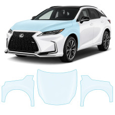 Антигравийная защитная бронепленка по лекалам для Lexus RX AL20 facelift 2019-2022 - капот и передние крылья