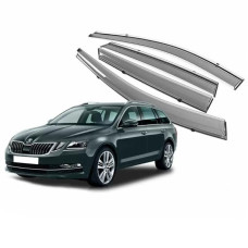 Дефлектори вікон вітровики Benke для Skoda Octavia A-7 Універсал 2017- Хром Молдинг Із Нержавіючої Сталі 3D