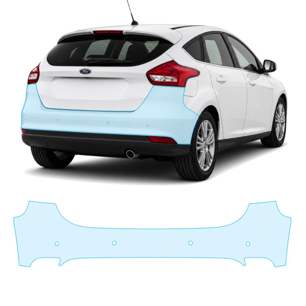 Антигравійна захисна бронеплівка за лекалами для Ford Focus III facelift 2015-2018 - задній бампер