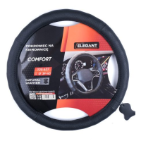 Чехол руля Elegant L 39-41 см Масаж Перфорация 1 шов Экокожа Черный (EL105 637)