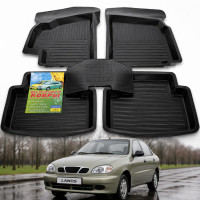 Коврики резиновые Daewoo Lanos корытом с перемычкой 5 шт