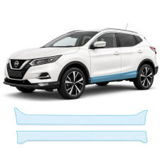 Антигравийная защитная бронепленка по лекалам для Nissan Qashqai J11 facelift 2017-2021 - нижняя зона кузова пороги