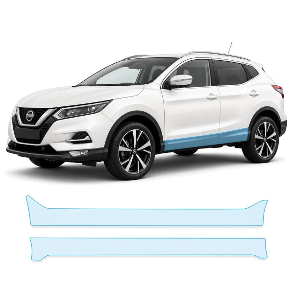 Антигравийная защитная бронепленка по лекалам для Nissan Qashqai J11 facelift 2017-2021 - нижняя зона кузова пороги