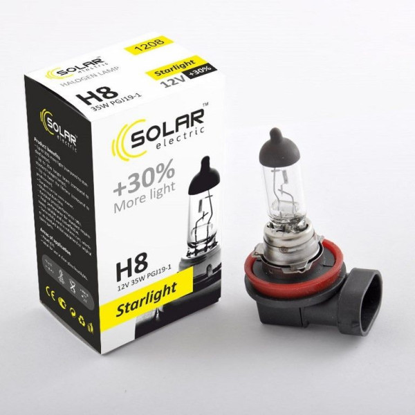 Лампа 12V H8 35W + 30% Starlight Solar (1шт) (1208) (10шт/уп)