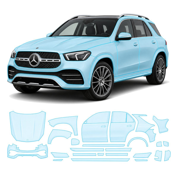 Антигравийная защитная бронепленка по лекалам для Mercedes-Benz GLE W167 facelift 2023- полный кузов