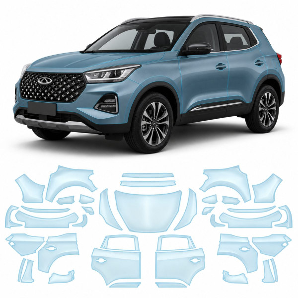 Антигравийная защитная бронепленка по лекалам для Chery Tiggo 4 Pro 2023- полный кузов