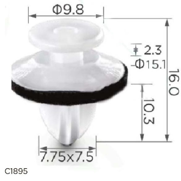 Кліпса кріплення обшивки дверей FORD (W716507-S300 W716507S300 15561) (C1859)