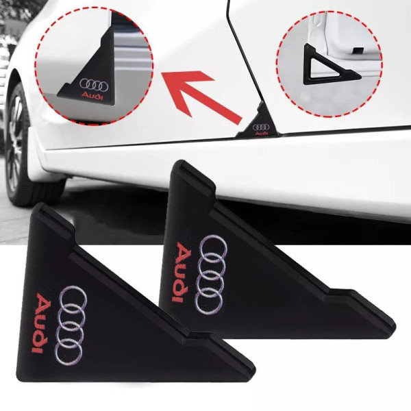 Защита углов двери Audi 2 шт Резиновые 45х58х47 мм на скотче Черные Усиленные (противоударные чехлы от сколов)