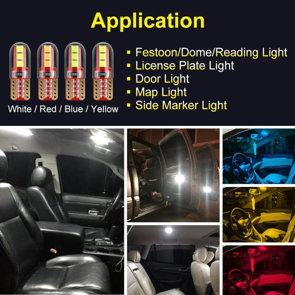 Автолампа світлодіодна LED 12/24V T10 3W 380 Lm (Canbus Оманка) У силіконі Білий Світло 1 шт