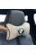 Подушка на підголовник з логотипом BMW екошкіра Бежева-Коричневий кант 1 шт