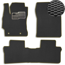 Коврики в салон EVA для Toyota Corolla Е160 / E170 2013-2018 с подпятником Черные-Коричневый кант 5 шт