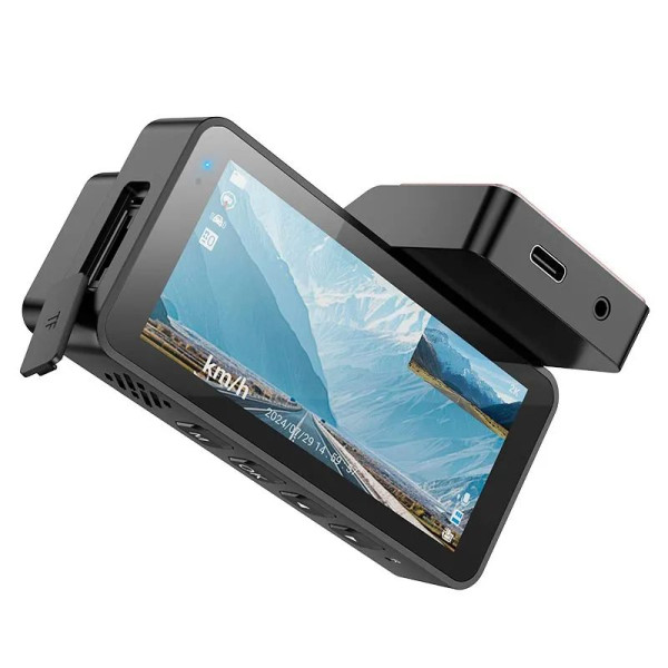 Видеорегистратор Hoco DV12 с задней камерой (GPS, WiFi, 2K, 3,69" дисплей, парковочный режим, циклическая запись, microSD, G-сенсор, ночной режим)