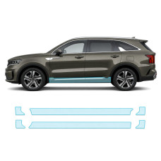 Антигравийная защитная бронепленка по лекалам для Kia Sorento MQ4 2020-2023 - нижняя зона кузова пороги