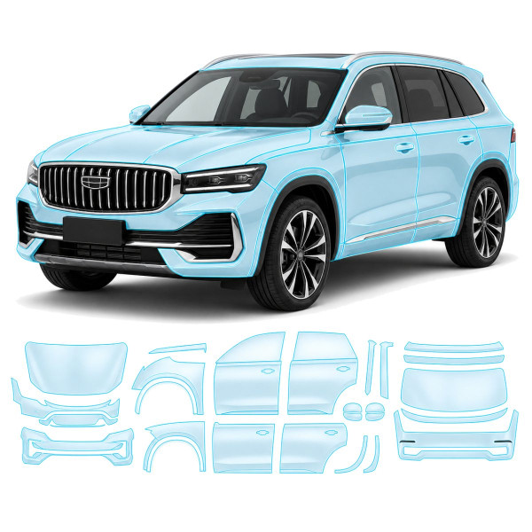 Антигравийная защитная бронепленка по лекалам для Geely Monjaro I 2022-2024 - полный кузов