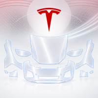 Антигравийная защитная бронепленка по лекалам для Tesla Model S II facelift 2021- передняя часть авто (капот бампер фары крылья)
