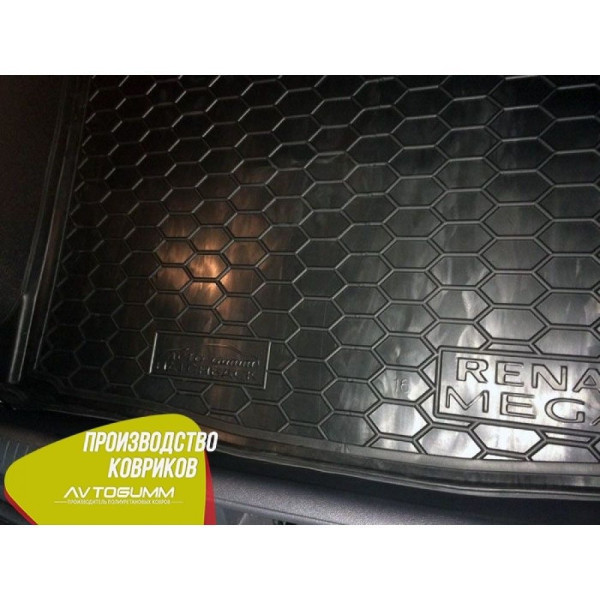 Автомобільний килимок в багажник Renault Megane 4 2016 - Hatchback / Гумовий (Avto-Gumm)