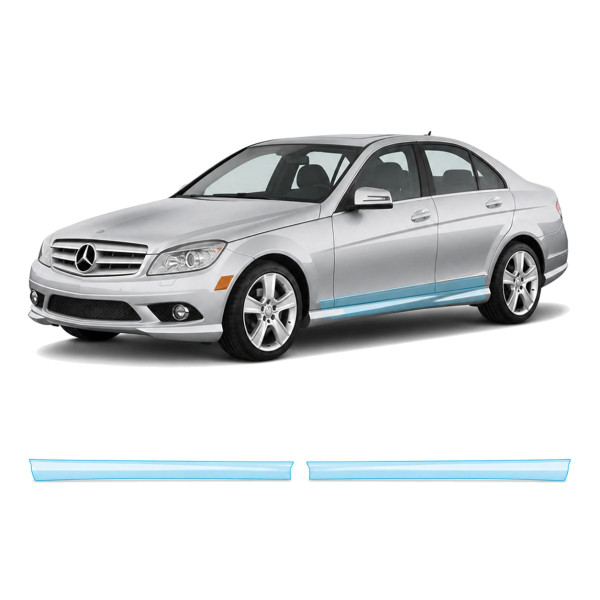 Антигравійна захисна бронеплівка за лекалами для Mercedes-Benz C-Class W204 2007-2011 - нижня зона кузова пороги