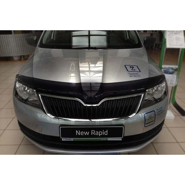 Дефлектор капоту мухобійка Skoda Rapid sd 2012-
