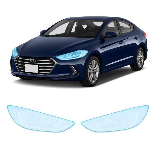 Антигравийная защитная бронепленка по лекалам для Hyundai Elantra AD 2015-2018 - оптика (фары и ПТФ)