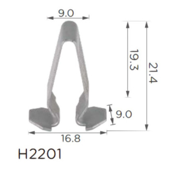 Скоба В=21.4 Д=16.8 Ш=9 Volkswagen, Audi, Skoda Seat (3B9867289, 16508) (H2201)