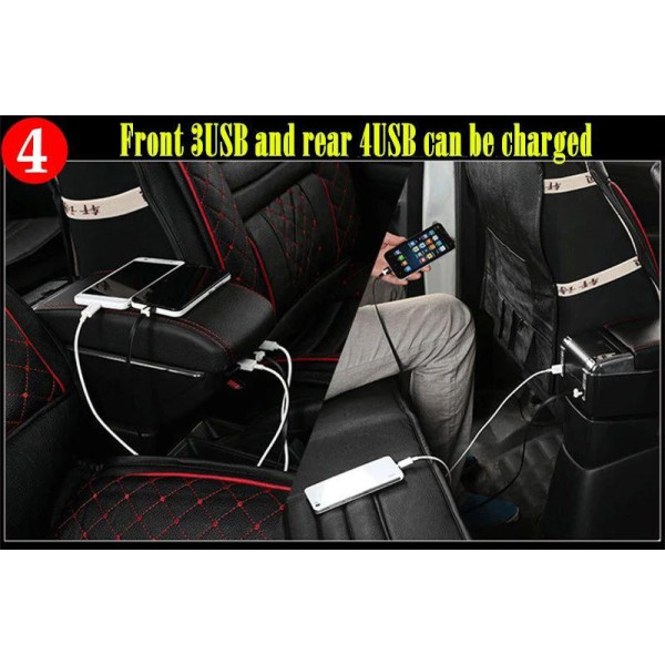 Підлокітник Універсальний Milex 135x320x150 см 7 USB Чорний - Червона нитка