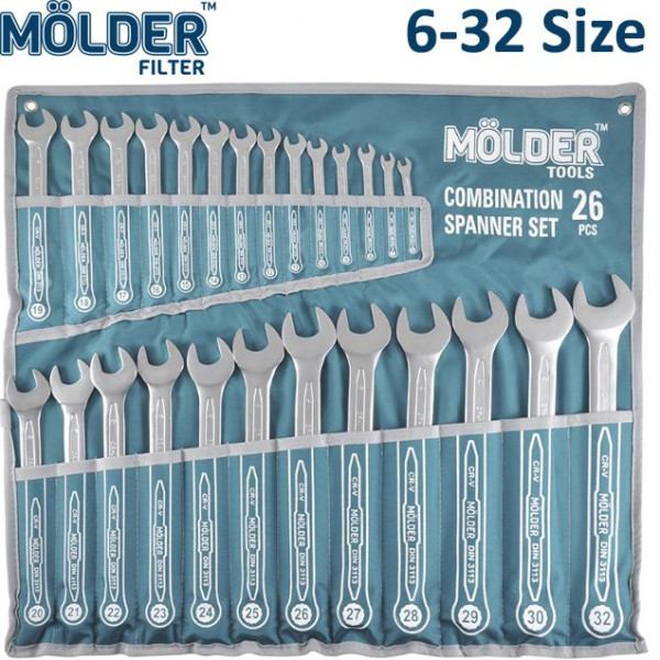 Набор ключей комбинированных рожково накидных MOLDER 6-32 мм 26 шт Оригинал (MT58126)